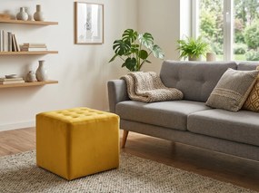 Musztardowy puf LORI VELVET