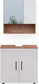 Zestaw mebli łazienkowych biały wysoki połysk/złoty dąb power 80x41x58.6 irma