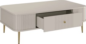 Stolik kawowy Vesper 103x60 cm z szufladą - kaszmir / złote nogi