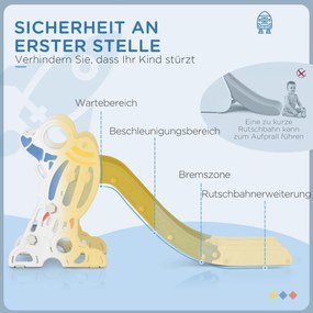 AIYAPLAY Zjeżdżalnia dla dzieci w wieku 1,5-3 lat, design rakietowy, zestaw naklejek, niebieski, 157 x 46,5 x 80 cm