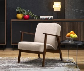 Fotel tapicerowany MILANO 1S beżowy/orzech HALMAR