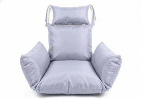 Czarne wiszące krzesło KOKON bez stojaka, jasna poduszka