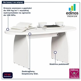 Biały owalny stolik kawowy z drewna R3-P25