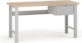 Stół warsztatowy G7, blat bukowy, 1700 x 800 x 840 mm, 1x kontener, 1x szuflada, szary