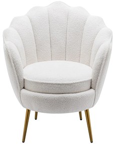 Fotel muszla z białej bukli - LALEA