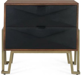 Table de chevet en bois de manguier avec tiroirs