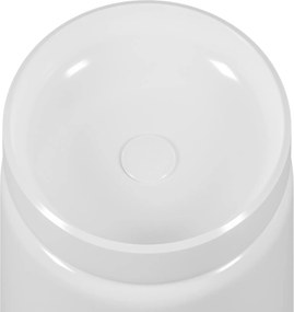 Umywalka z konglomeratu wolnostojąca okrągła biała błyszcząca 85 x 40 cm RONA White GLOW bez przelewu : Podłączenie syfonu - Do ściany