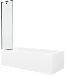 Mexen Vega wanna prostokątna 180 x 80 cm z obudową i parawanem 1-skrzydłowym 50 cm, czarny wzór - 550118080X9505007070