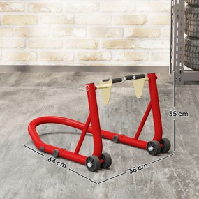 HOMCOM Stojak Motocyklowy Zestaw do Przedniego/Tylniego Koła Podnośnik Motocyklowy do 544 kg Stalowy Czerwony