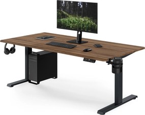 Biurko elektryczne z regulacją wysokości ergonomiczne antracytowe/orzech,1600x800 mm: ARIA