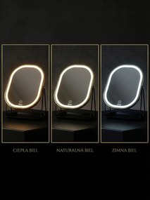 Lusterko Do Makijażu PREMIUM Kosmetyczne POŁYSK Metalowe PODŚWIETLANE LED