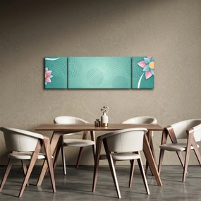 Obraz - Koła z kwiatami (170x50 cm)
