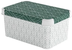 Biały/zielony plastikowy pojemnik z pokrywką 29,5x19,5x13,5 cm S – Curver
