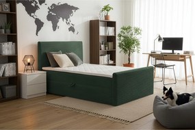 Łóżko kontynentalne Trento 140 z pojemnikiem, tkanina Velo zielony (79)