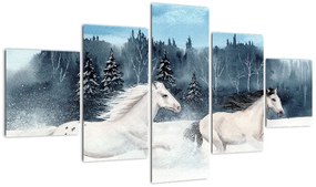 Obraz malowanych koni (125x70 cm)