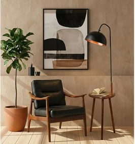 Czarna/brązowa lampa stojąca z półką z metalowym kloszem (wysokość 160 cm) Table – Opviq lights