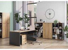 Antracytowo-naturalna szafa w dekorze dębu 75x196x40 cm Podium – Germania