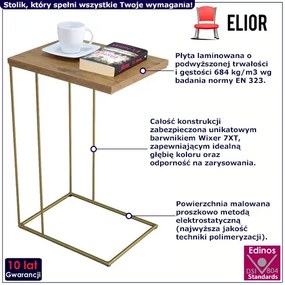 Skandynawski stolik pomocniczy dąb lancelot + złoty Dagna 19X