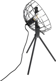 Industrialna lampa stołowa na trójnogu czarna regulowana - Hanze