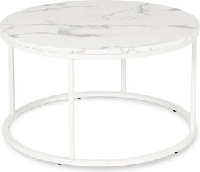 Stolik Kawowy AGNES MAX 80 cm Biały Marmur Nowoczesny