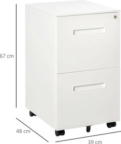 Vinsetto Rollcontainer Biurowy z Uniwersalnymi Kółkami Biały 39x48x67cm Przechowywanie Dokumentów | Aosom PL