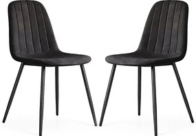 2x Welurowe krzesło tapicerowane pikowane Czarne LUMO Czarne nogi