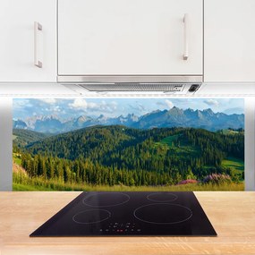 Panel Szklany Szczyty Gór w Gęstym Lesie