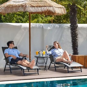 Składany leżak ogrodowy z regulacją oparcia Acapulco 020, szary