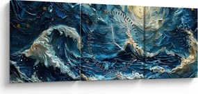 Obraz - Malowanie nieba i morza (z zegarem) (90x30 cm)