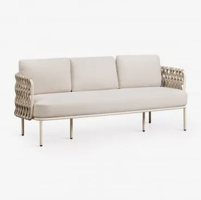 Sofa Ogrodowy 3-osobowy Z Aluminium I Plecionego Sznurka Tevary Kremowa Tapioca & Tela Beżowy Tapioca - Sklum