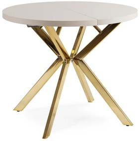 Stół Okrągły Rozkładany LUGO 90-190 cm Kaszmir/Złoty Glamour
