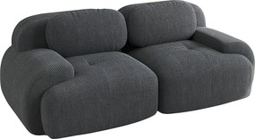 Sofa 2-osobowa z poduszkami - Prosta sofa z zaokrąglonymi podłokietnikami i poduszkami dekoracyjnymi - szary sztruks