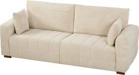 HOMCOM Sofa 3-osobowa z podłogowymi podłokietnikami, tapicerowana sofa do salonu, nogi drewniane, kremowo-biała | Aosom PL