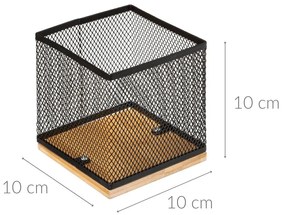 Organizer na biurko, bambus/metal, 10 x 10 x 10 cm