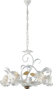 Kosz na żyrandol z żelaza lakierowanego na biało, w stylu shabby white, 5 świateł, 142 Ø65 BL274-5-BCO