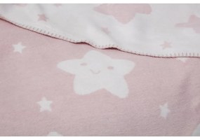 Jasnoróżowy polarowy koc dziecięcy 100x120 cm Star – Mijolnir
