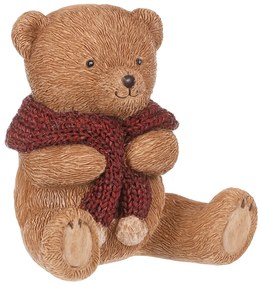 Dekoracja Niedźwiedź z czerwonym szalikiem, żywicapoliestrowa, 10 cm
