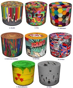 Okrągła kolorowa pufa dziecięca 8 wzorów M7-Z85