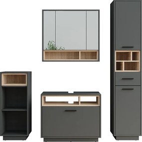 Zestaw mebli łazienkowych antracyt/sonoma 80x35x64 beatrice