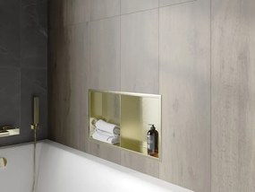 Mexen X-Wall-R półka wnękowa z kołnierzem i półką 60 x 30 cm, złota szczotkowana - 1950603010S