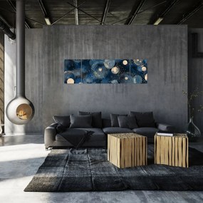 Obraz - Niebiesko-złote pierścienie (170x50 cm)