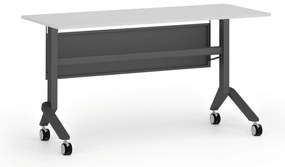 Mobilny stół PRIMO MOVE, 140x60 cm, czarna podstawa, biały