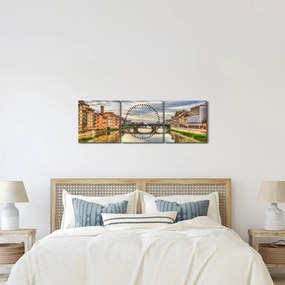 Obraz - Most przez rzekę (z zegarem) (90x30 cm)
