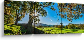 Obraz - widok pola (z zegarem) (90x30 cm)