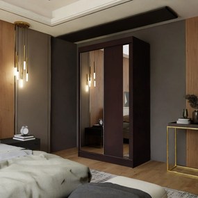 Szafa Przesuwna GRAZIA 120 cm z Lustrem Szafa Dwudrzwiowa Wenge
