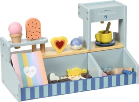 AIYAPLAY Lodziarnia dla Dzieci, Stanowisko z Lodami, Bogaty Zestaw, Wspiera Fantazję i Umiejętności Motoryczne, Jasnoniebieski