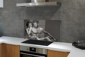 Panel szklany do Kuchni Para: Kobieta i Mężczyzna