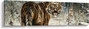 Obraz - Tygrys w zaśnieżonym lesie, obraz olejny (170x50 cm)