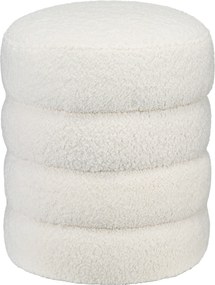 HOMCOM Taboret, Okrągły, Teddy Fleece, Stalowa Rama, do 120kg, Φ40x45H cm, Kremowy