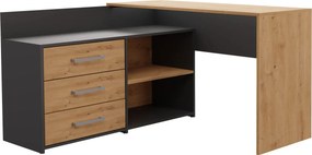 Biurko Narożne Z Regałem I Szufladami Artisan + Antracyt K6-H66